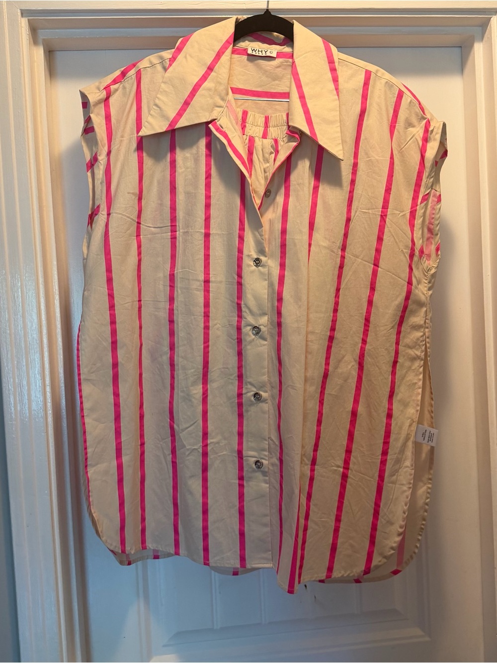 NWOT Cream & Pink Striped Matching Set
